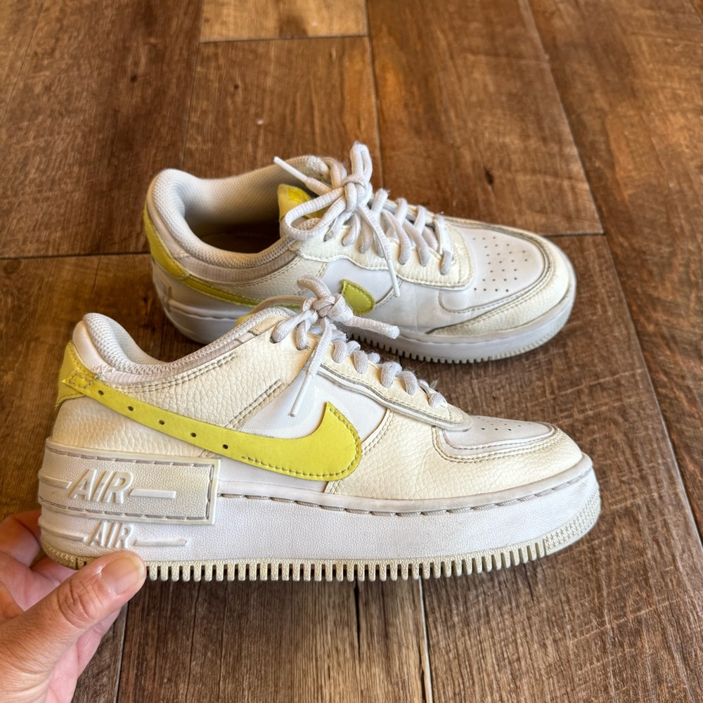 Nike Air Force 1 low shadow pale ivory light zitron sneakers size 6.5 - Picture 2 of 9
